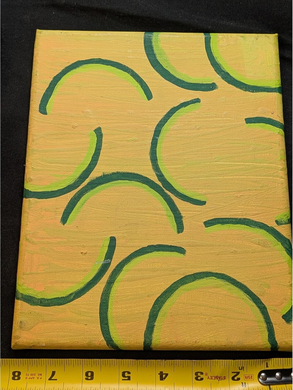 Original Abstract Green Circle Painting Small Canvas Modern Geometric Art